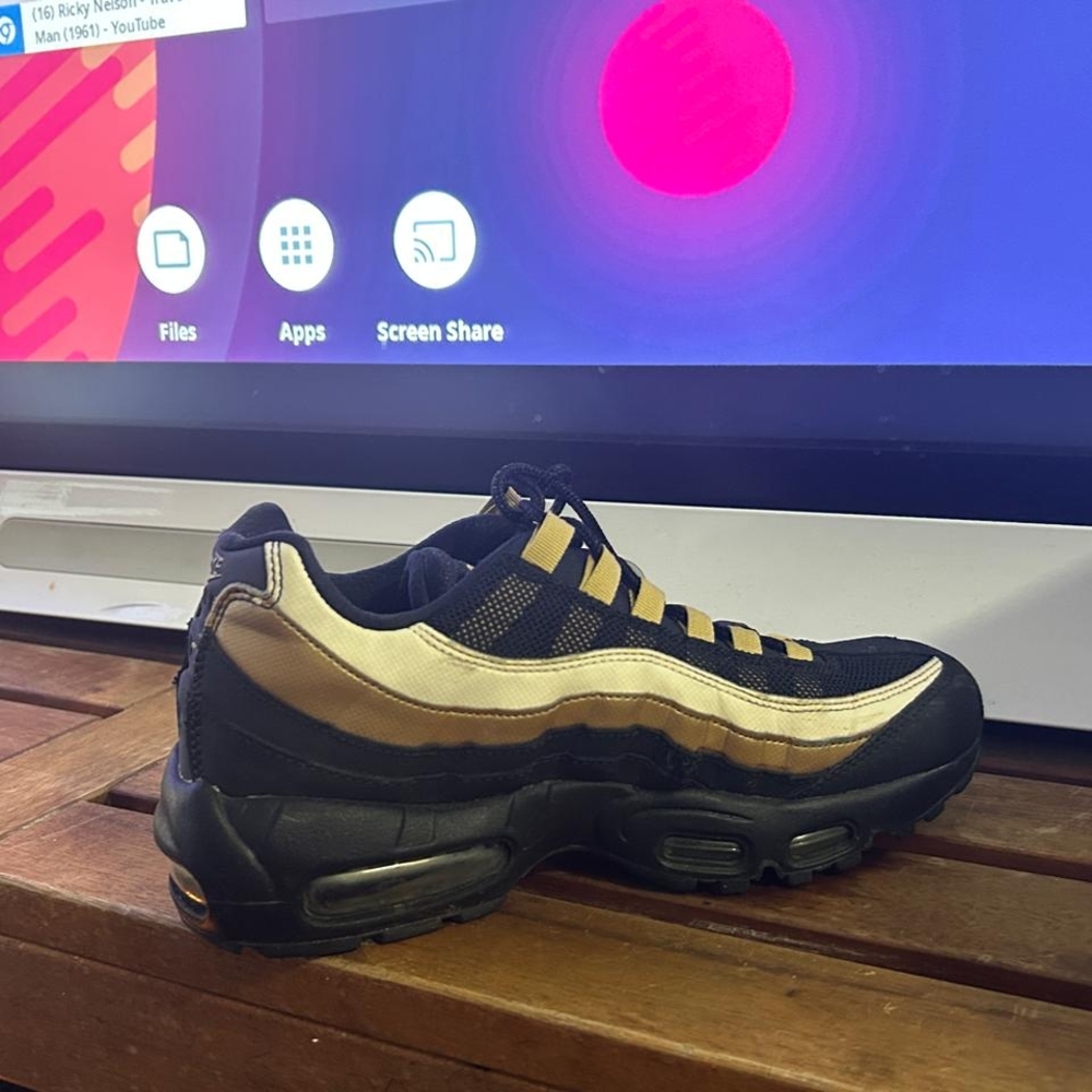 Men's Black and Tan Sneakers Nike Air Max 95 Black Elemental Gold